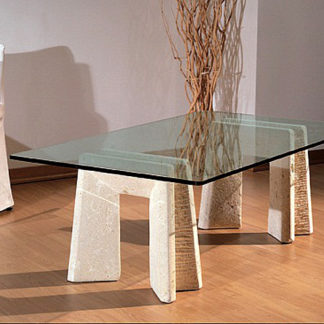 tavolino da salotto con piano in cristallo