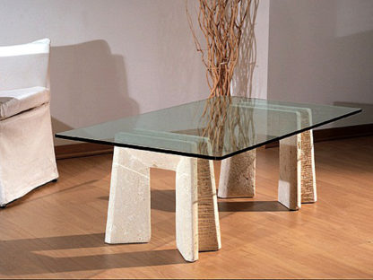 tavolino da salotto con piano in cristallo