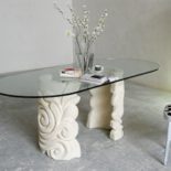 oval glass living room table modern sculpture