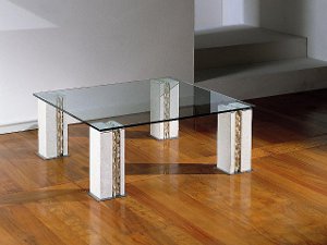 tavolino da salotto design moderno piano in cristallo
