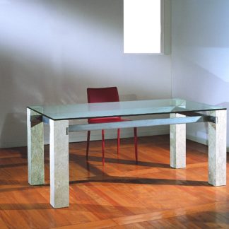tavolo da pranzo design moderno con piano in cristallo